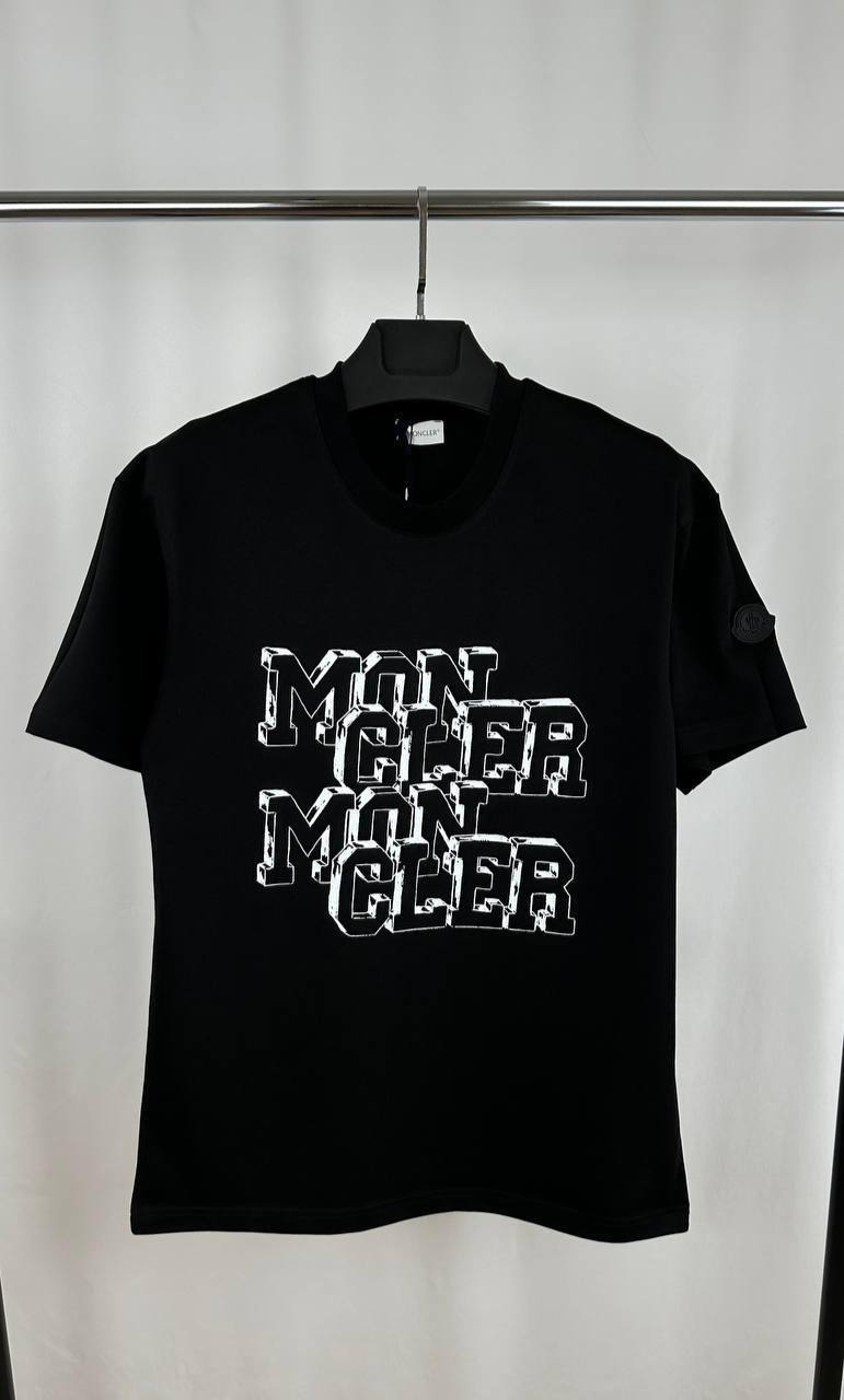 photo 5814674000213380053 y Moncler Blurred Overlapped Logo Print t-shirt 2 colours AAA replica UK - men's women's designer reps