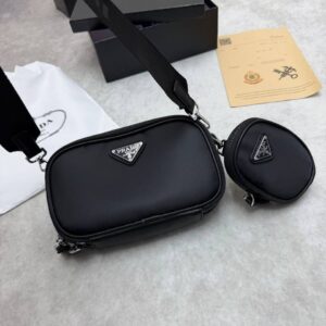 Prada Brique Re-Nylon Saffiano leather black AAA replica bag UK — men's designer reps sale
