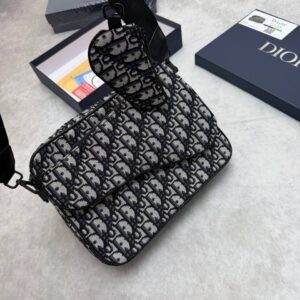 Dior Oblique Jacquard beige black saddle messenger AAA replica bag UK — men's designer reps sale