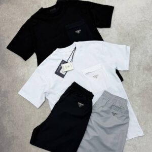 Prada Triangle logo pocket t-shirt shorts set men's AAA replica UK — different colours designer reps sale