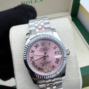 Rolex Lady-Datejust pink dial fluted bezel silver Jubilee AAA replica watch UK — women's Rolex reps sale