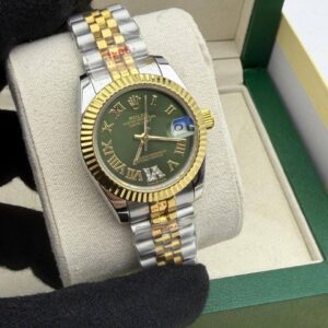 Rolex Lady-Datejust olive green dial fluted bezel two tone Jubilee AAA replica watch UK — women's Rolex reps