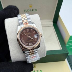 Rolex Lady-Datejust chocolate dial fluted bezel two tone Jubilee AAA replica watch UK — women's Rolex reps