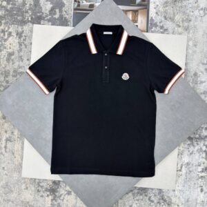 Moncler logo tricolour cotton piqué polo shirt men's AAA replica UK — different colours designer reps sale