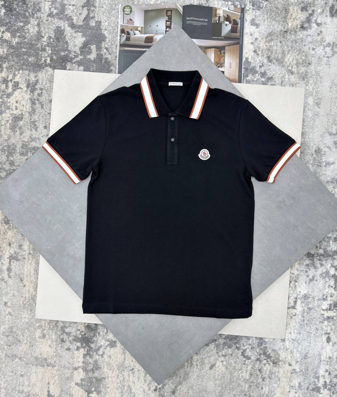 photo 5816801731306786229 y 1 Moncler logo tricolour cotton piqué polo shirt men's AAA replica UK — different colours designer reps sale