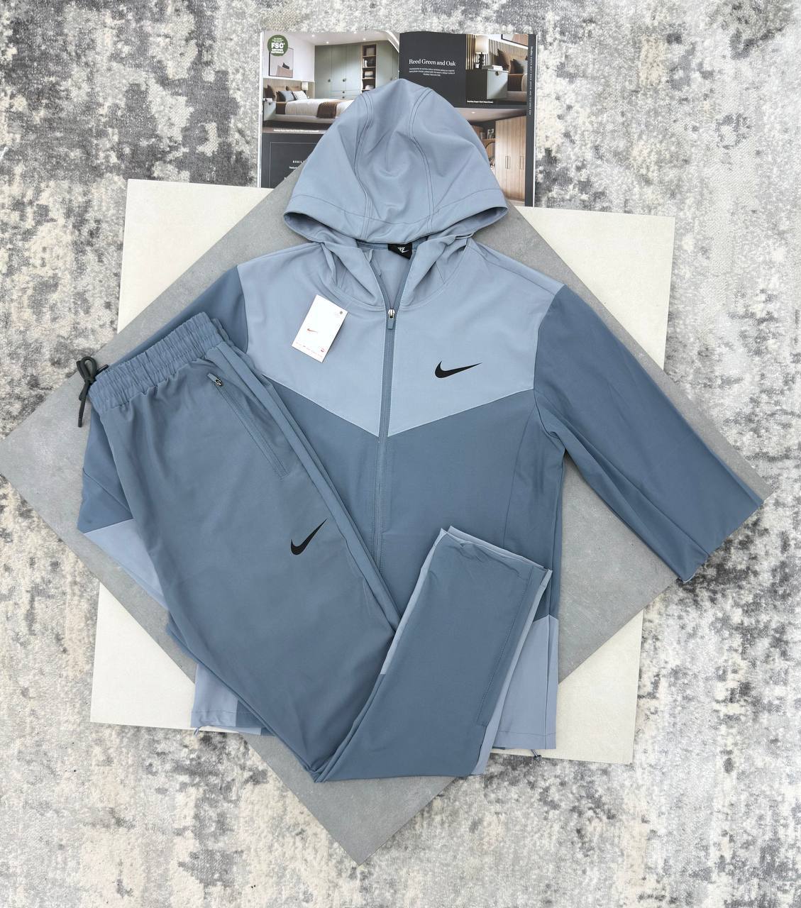 photo 5816801731306786257 y Nike Repel Miler Windrunner tracksuit blue grey men's AAA replica UK — designer reps sale