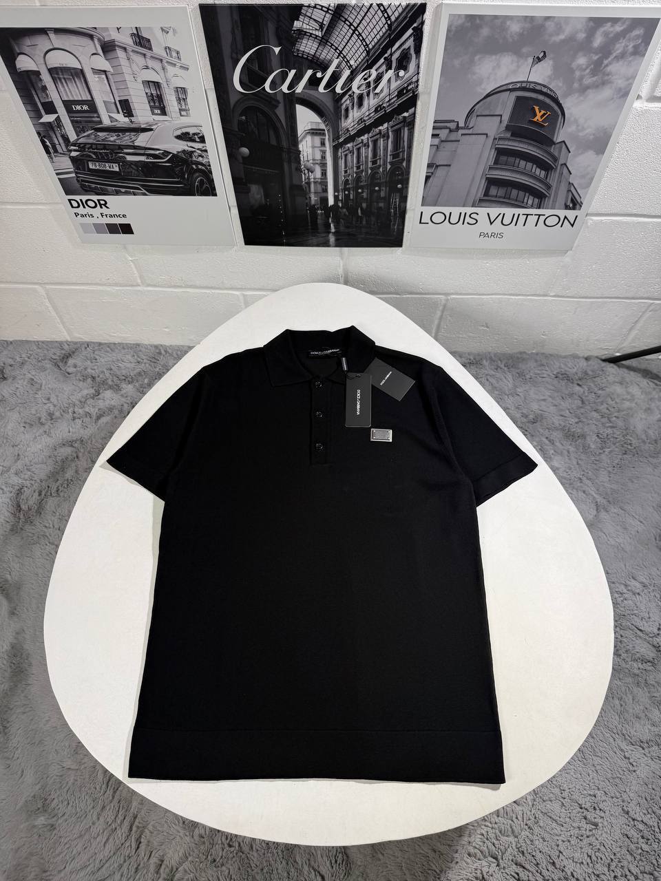 photo 5816801731306786421 y Dolce & Gabbana rectangular logo metal piqué polo shirt men's AAA replica UK — different colours designer reps