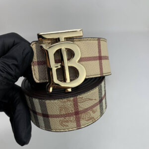 Burberry reversible check TB vintage check golden buckle AAA replica belt UK — designer reps sale