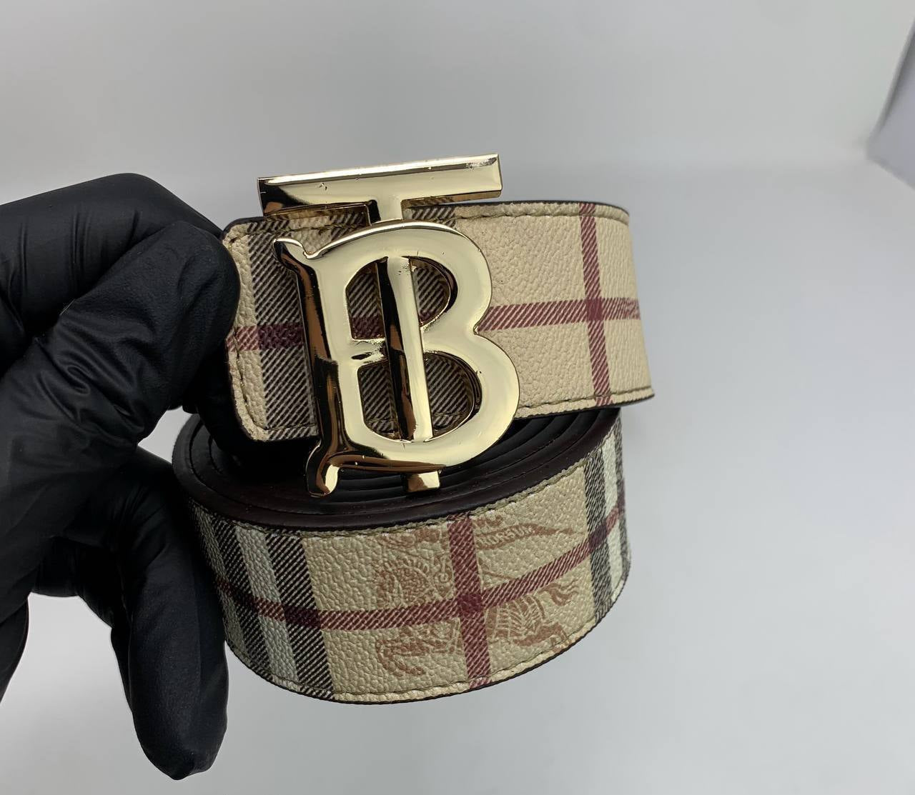 photo 5816801731306786427 y Burberry reversible check TB vintage check golden buckle AAA replica belt UK — designer reps sale