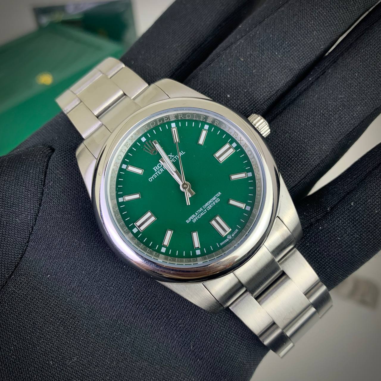 photo 5816801731306786542 y Rolex Oyster Perpetual 126000 green dial AAA replica watch UK — men's Rolex reps sale