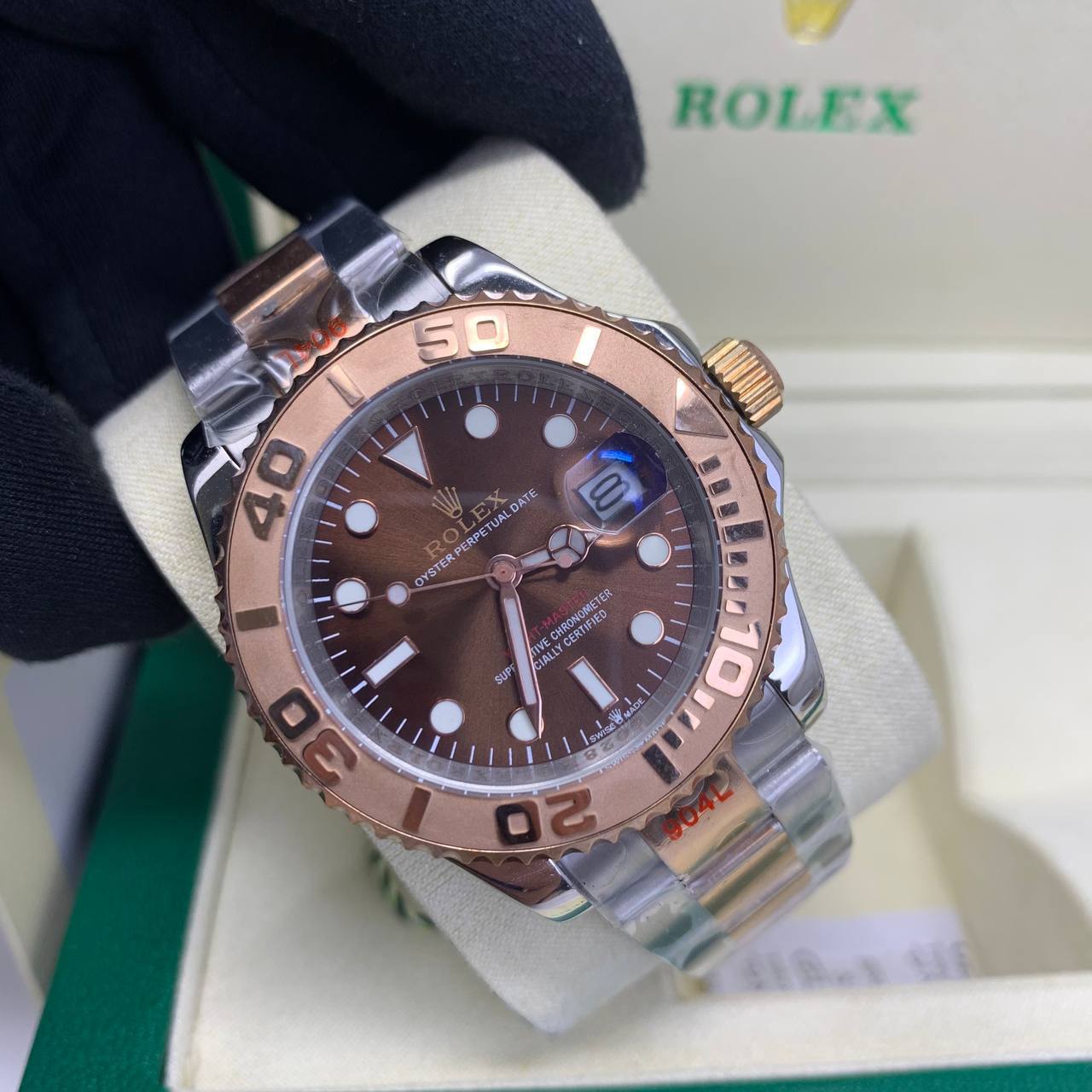 photo 5816801731306786561 y Rolex Yacht-Master 126621 two-tone rose gold chocolate dial AAA replica watch UK — men's Rolex reps sale
