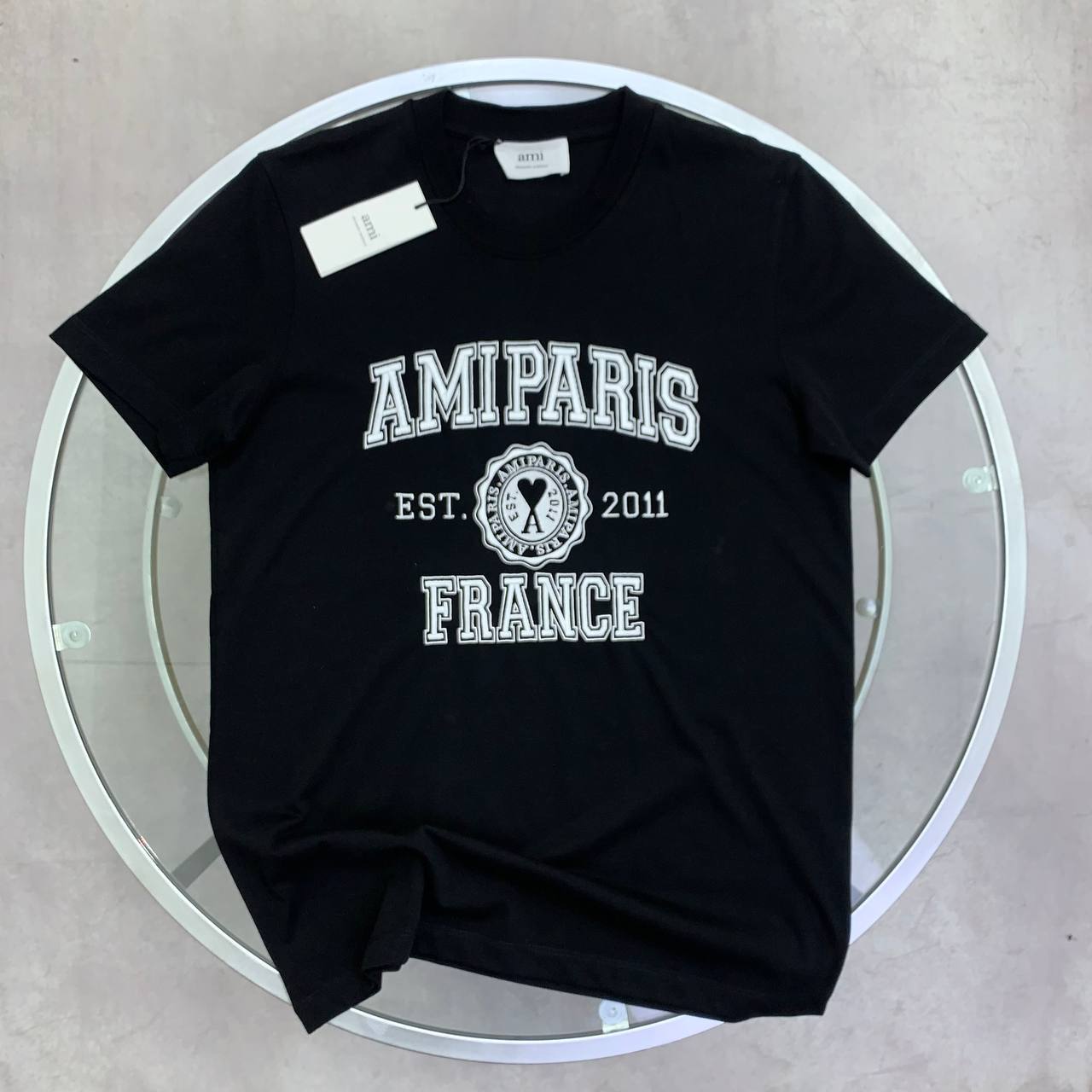 photo 5816801731306786653 y Ami Paris logo short sleeve t-shirt HTS008726 AAA replica UK — men's women's 2 colours designer reps sale