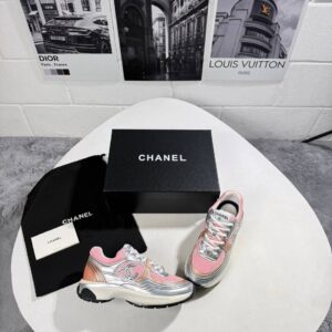 Chanel Laminated Calfskin CC Pink Women's Trainers AAA Replica UK Best Quality
