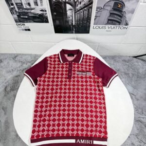 Amiri MA Quad Knit logo patch polo shirt men's AAA replica UK — burgundy red designer reps sale