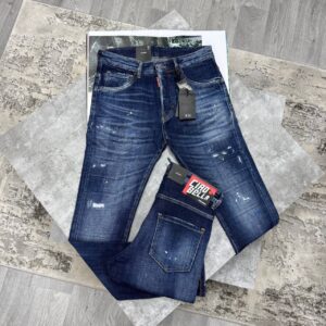 Dsquared2 Ciao Bella distressed slim fit dark blue AAA replica jeans UK — designer reps sale men's