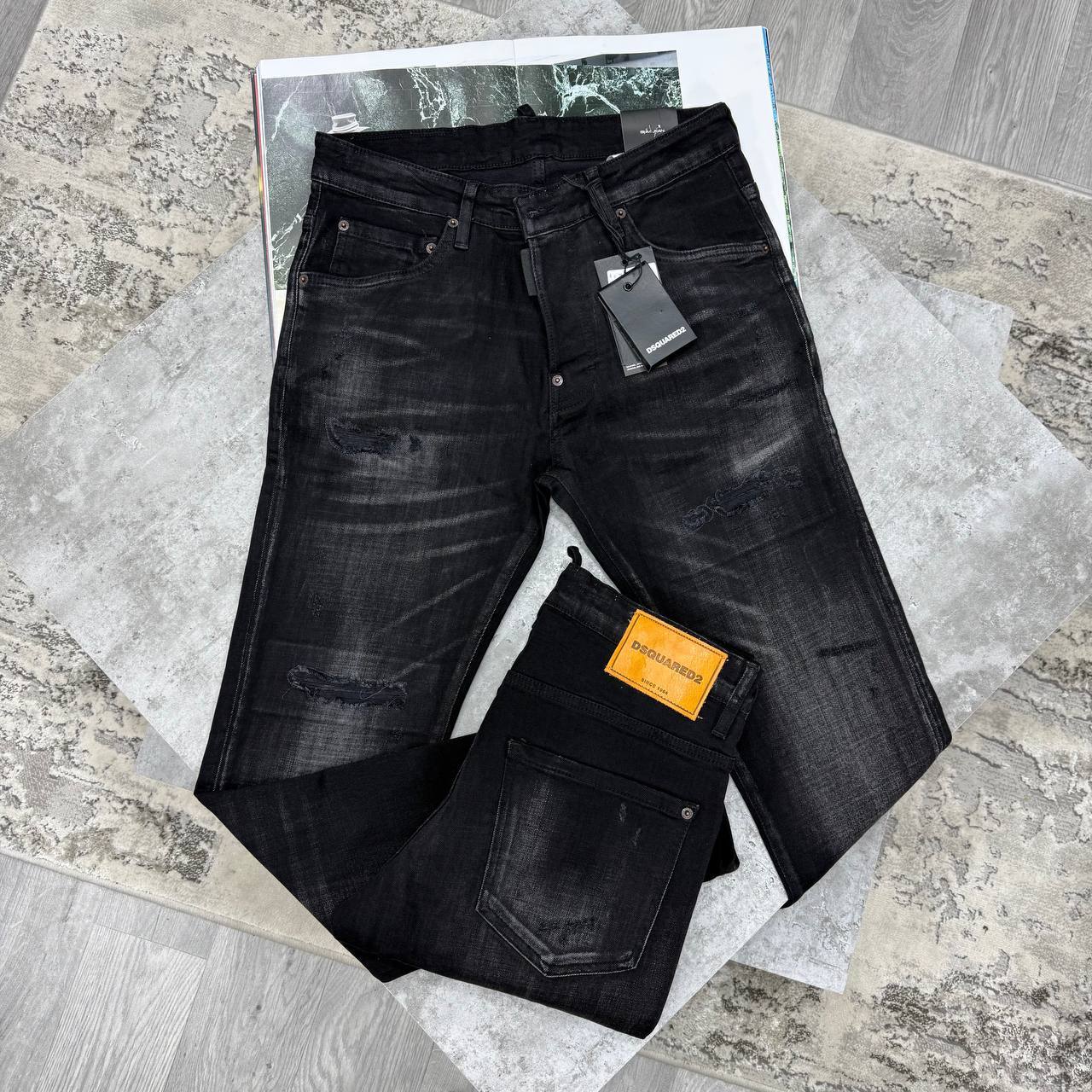 photo 5821087451538199406 y Dsquared2 distressed signature denim slim fit grey black AAA replica jeans UK — designer reps sale multiple sizes