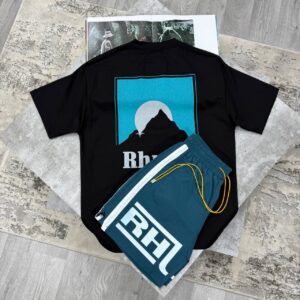 Rhude Moonlight logo AAA replica t-shirt and shorts set UK — men's designer reps sale streetwear