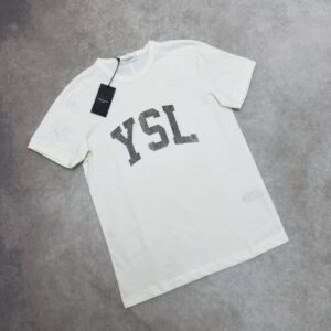 Saint Laurent YSL logo varsity graphic AAA replica t-shirt UK — men's women's 2 colours designer reps