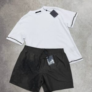 Louis Vuitton pearl-embellished men's t-shirt and shorts set — AAA replica UK sale multiple colours