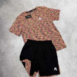 Montirex Trail 2.0 running t-shirt shorts set pink yellow multi men's AAA replica UK — designer reps sale