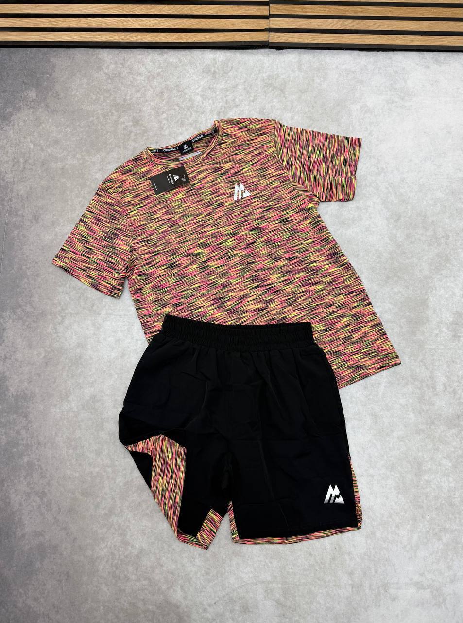 photo 5821087451538199704 y Montirex Trail 2.0 running t-shirt shorts set pink yellow multi men's AAA replica UK — designer reps sale