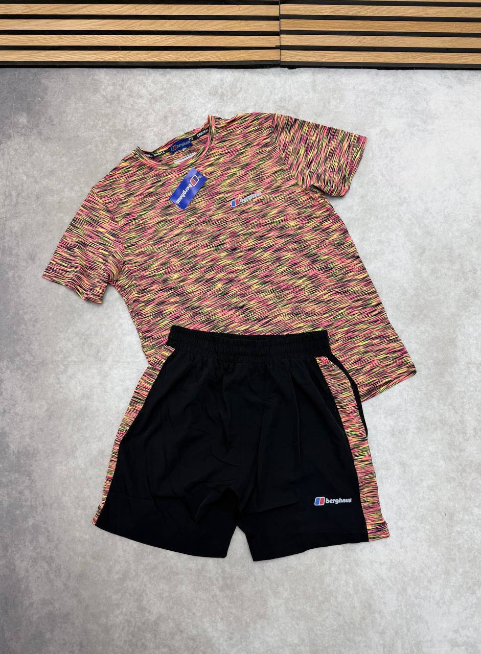 photo 5821087451538199710 y Berghaus Performance Activewear running t-shirt shorts set pink yellow multi men's AAA replica UK — reps sale