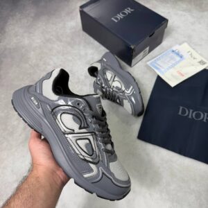 Dior B30 Light Grey mesh technical fabric men's AAA replica trainers UK — designer reps sale