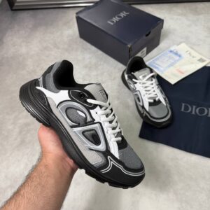 Dior B30 Black Grey White mesh technical fabric men's AAA replica trainers UK — designer reps sale