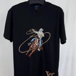 Louis Vuitton Graphic Cowboy Motif Embroidered Cotton t-shirt 2 colours AAA replica UK - reps sale
