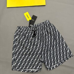 Fendi FF Monogram motif swim shorts black white men's AAA replica UK — designer reps sale