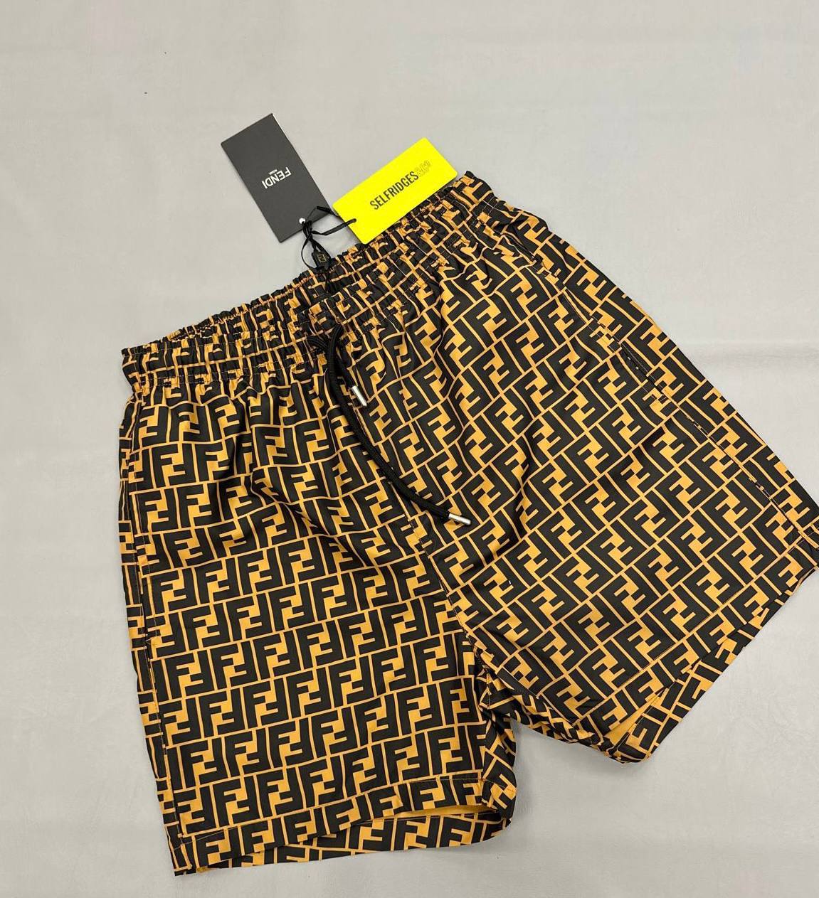 photo 5823339251351882881 y Fendi FF Monogram motif swim shorts brown black men's AAA replica UK — designer reps sale