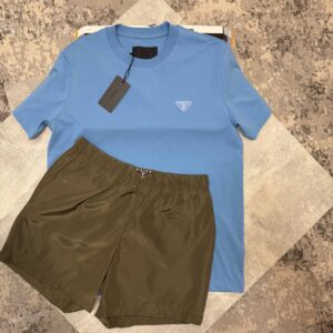 Prada Triangle logo luxury casual t-shirt shorts set men's AAA replica UK — different colours designer reps sale