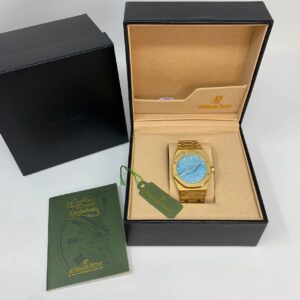 Audemars Piguet Royal Oak Selfwinding turquoise dial gold bracelet AAA replica watch UK — men's AP reps sale
