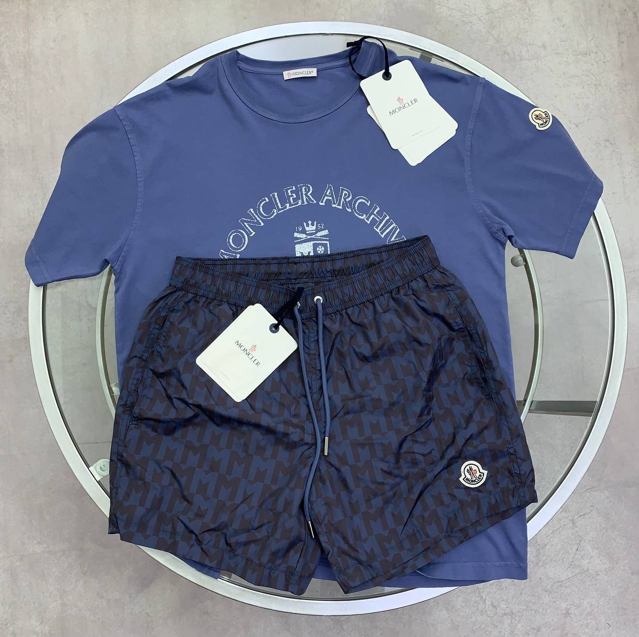 photo 5825510636492885630 y Moncler 1952 Archive Crest Graphic t-shirt shorts set men's AAA replica UK - different colours reps sale
