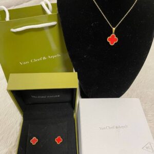 Van Cleef Arpels Alhambra Four Leaf Clover necklace earrings gold AAA replica UK - women's designer reps