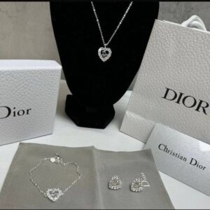 Christian Dior Crystal Heart necklace earrings bracelet set AAA replica UK - women's designer reps sale