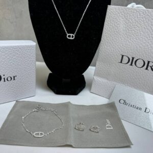 Christian Dior Crystal CD necklace earrings bracelet set AAA replica UK - women's designer reps sale