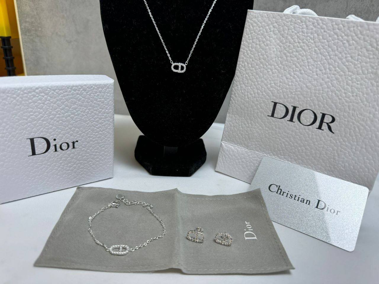 photo 5825510636492885714 y Christian Dior Crystal CD necklace earrings bracelet set AAA replica UK - women's designer reps sale