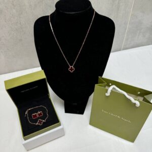 Van Cleef Arpels Sweet Alhambra Carnelian necklace earrings bracelet set gold AAA replica UK - women's reps