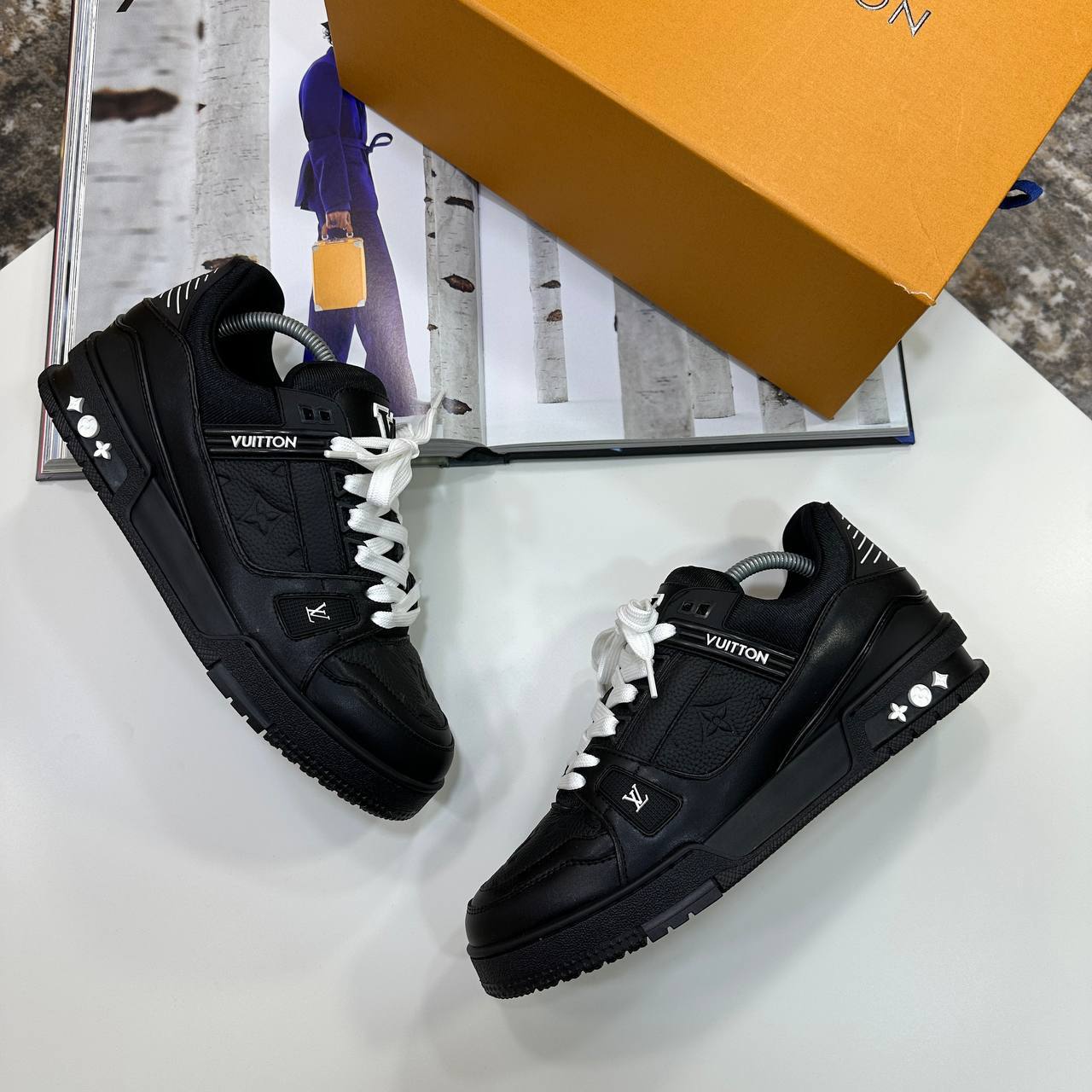 photo 5827762436306571386 y Louis Vuitton LV Trainers 1AAREY Monogram Embossed black AAA replica UK - men's designer reps sale