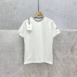 Moncler Collar Logo-Trimmed Crewneck Cotton t-shirt 2 colours AAA replica UK - men's women's reps sale