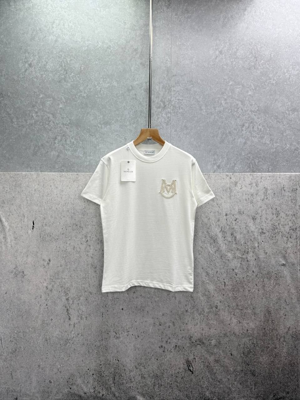 photo 5828132314595134648 y Moncler Embroidered M Logo Cotton t-shirt 2 colours AAA replica UK - men's women's designer reps sale