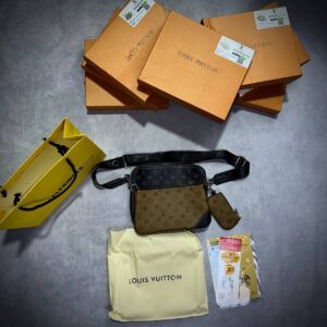 Louis Vuitton Trio Messenger Monogram Eclipse Canvas black brown AAA replica UK - men's reps sale