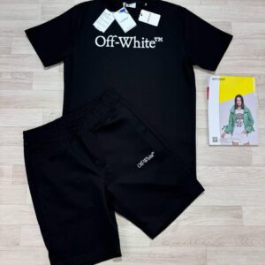Off-White Big Bookish Logo t-shirt shorts set black AAA replica UK - men's designer reps sale