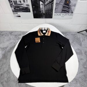 Burberry Long-Sleeve Vintage Check Collar polo shirt 2 colours AAA replica UK - men's designer reps