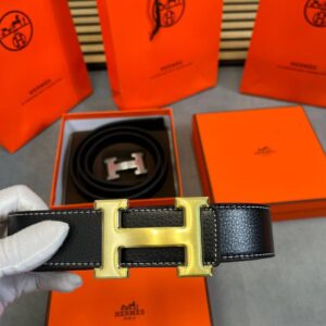 Hermes H Dye Golden Buckle black belt men's AAA replica UK - designer reps sale
