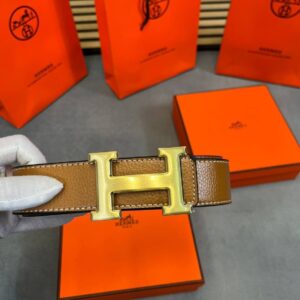 Hermes H Dye Golden Buckle brown belt men's AAA replica UK - designer reps sale