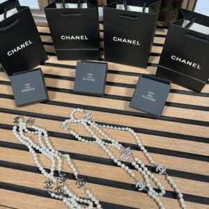 Chanel Interlocking CC Faux Pearl long necklace 2 colours AAA replica UK - women's designer reps sale