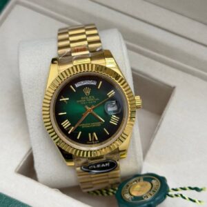 Rolex Day-Date 40 228238 green dial yellow gold fluted bezel Jubilee AAA replica watch UK - reps sale