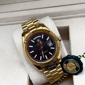 Rolex Day-Date 40 228238 black dial yellow gold fluted bezel Jubilee AAA replica watch UK - reps sale